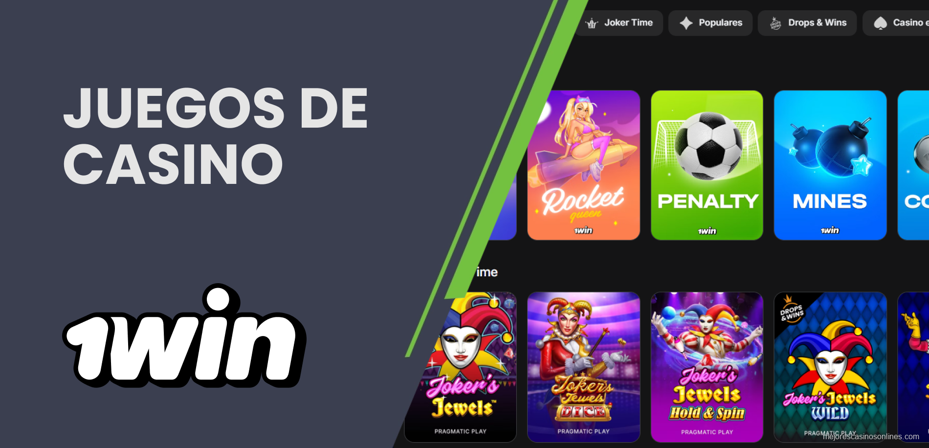 Amplia selección de tragamonedas y juegos en vivo en 1win Argentina